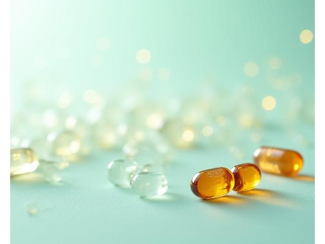 Probiotic capsules and a gut microbiome illustration.